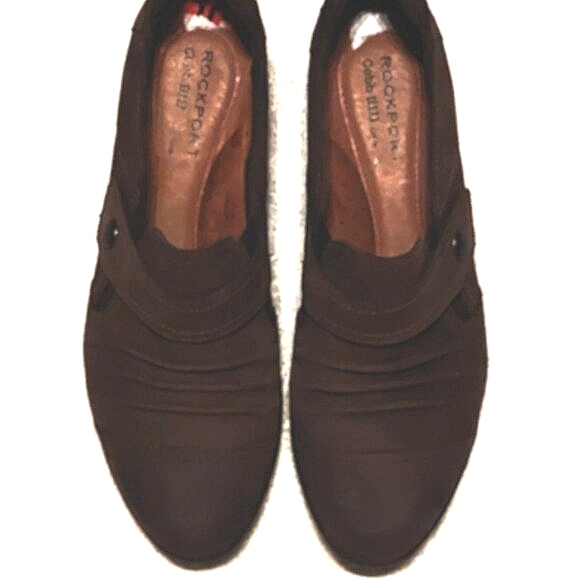 Rockport Cobb Hill nubuck-suede slip-on chocolate-brown loafers US10 - Picture 1 of 3